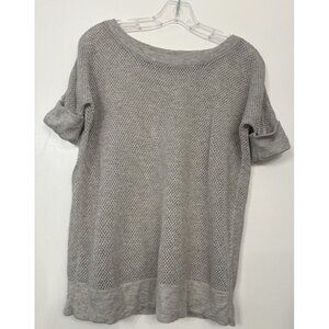 james perse 3 perforated sweater shirt Top Gray Mesh Short Sleeve Wool Cashmere